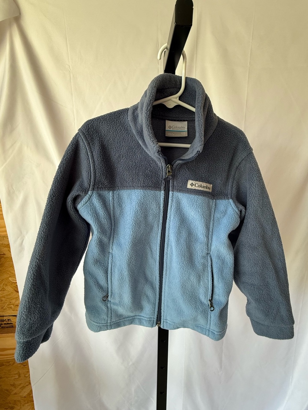 Columbia Boys XXS 4-5 Blue two tone fleece zip up jacket long sleeve